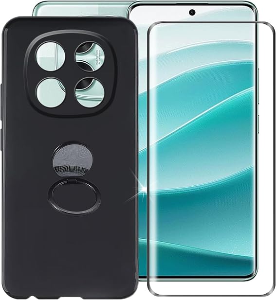 for Xiaomi Redmi Note 14 Pro Case, with [ 1 x Tempered Glass Protective Film], Shockproof Soft Cover, [360 Rotation Ring Kickstand] Case for Xiaomi Redmi Note 14 Pro (6.67") - Black