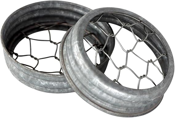 Galvanized Metal Flower Organizer Frog Lid for Mason Jars (3 Pack, Regular Mouth)