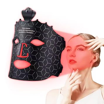 LXIANGN 7 Colors Light Mask for Face Care, Silicone Red Light Facial Mask Wireless with 80 Beads, Rechargeable and Ergonomic Design for Home & Travel