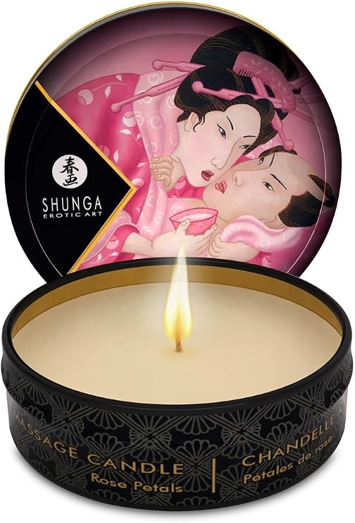 Shunga Aphrodisia Mini Massage Candle, Rose Petals, 1 Ounce