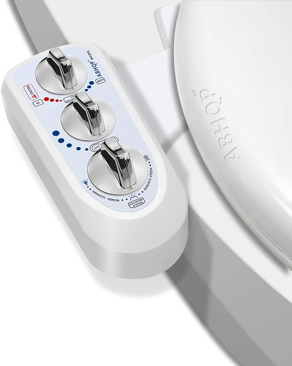 Dual Nozzle Hot and Cold Bidet- Self Cleaning Hot and Cold Water Bidet Non-Electric Mechanical Bidet Toilet Attachment - with Temperature (Silver)