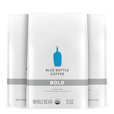 Blue Bottle Whole Bean Organic Coffee, Bold, Dark Roast, 12 Ounce bag Pack of 3