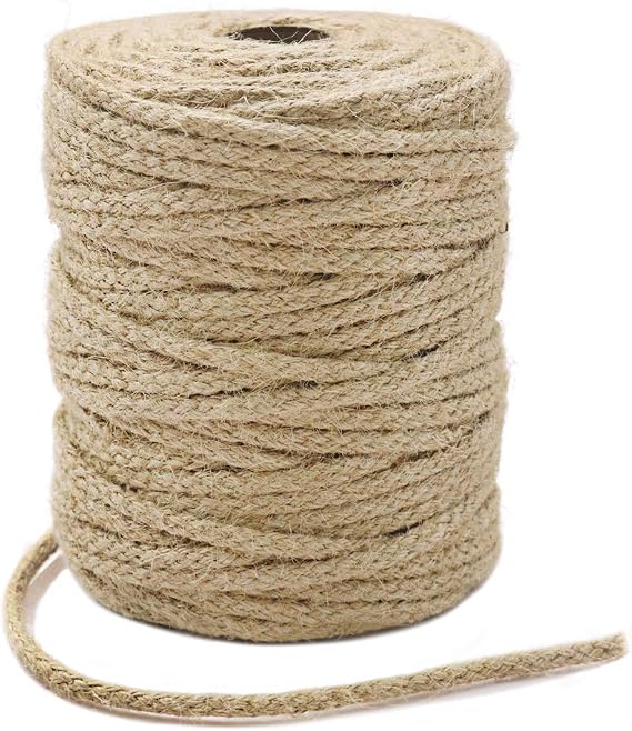 Tenn Well Jute Twine, 200Feet 3.5mm Braided Jute Rope, Natural Twine String for Crafts, Gift Wrapping, Gardening, Recycling, Macrame Projects and Holiday Decorations