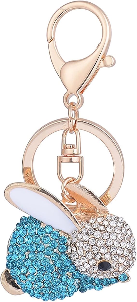 Cartoon Rabbit Keychain, Creative Bunny Shaped Animal Key Pendant, Metal Car Key Ring for Purse Handbag Car Charm