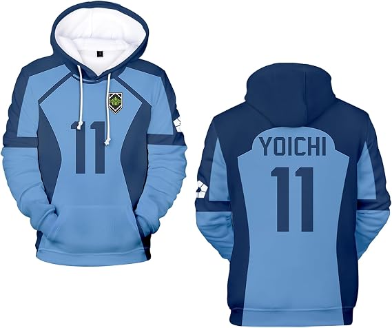 WJHYWDH Anime Blue Lock Yoichi Isagi Cosplay Hoodies Merch Casual Hooded Sweatshirt Unisex Clothing