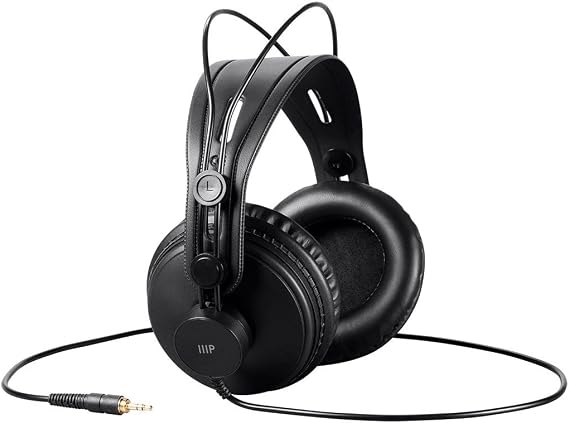 Monoprice - 116150 Modern Retro Over Ear Headphones with Ultra-Comfortable Ear Pads Perfect for Mobile Devices, HiFi, and Audio/Video Production Black