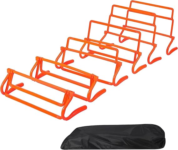 REDCAMP 6-pack agility hurdles, 4 height adjustable speed training hurdles,6m Agility Ladder & Cones Set