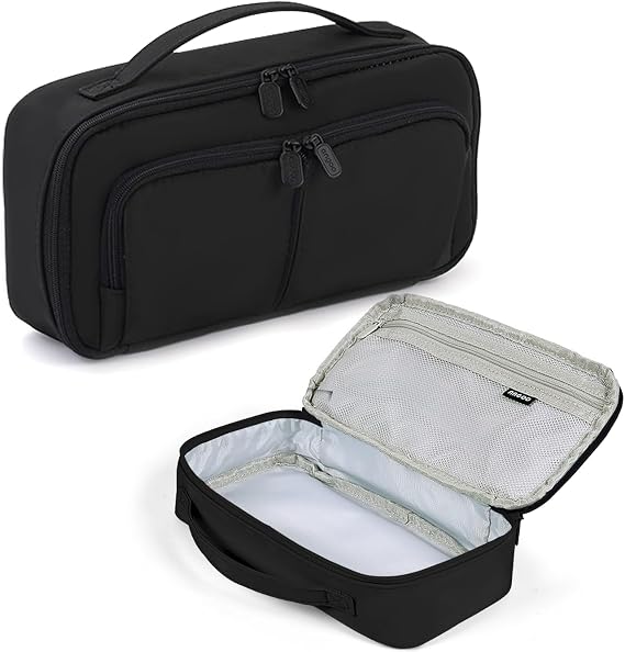 Pencil Case Large Capacity Pencil Cases for Students Kids Girls Boys, Handheld Double Zipper Black Pencil Pouch Organizer Bag School Office Aesthetic Supplies for Secondary School Teens Adults Women