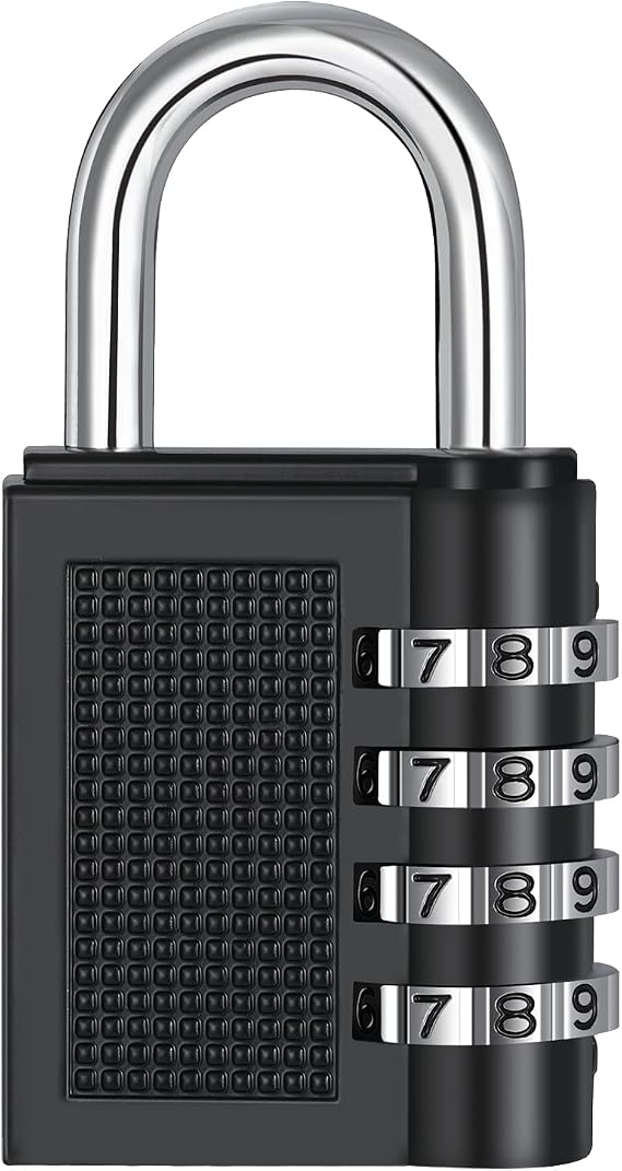 ZHEGE Gym Lock, 4 Digit Combination Padlock for School Locker (Black) | Ideal for Storage, Room, Fence, Toolbox