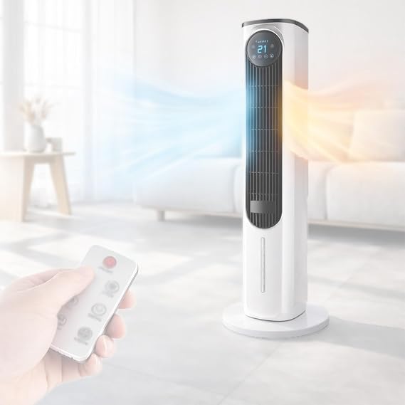 Portable Air Conditioners Fan, 3-IN-1 Mini Ac Unit, 35" Ac and Heater Combo Unit with PTC Ceramic Heating, 5L Large Water Tank, 12H Timer, Remote Control, for Bedroom Office Home