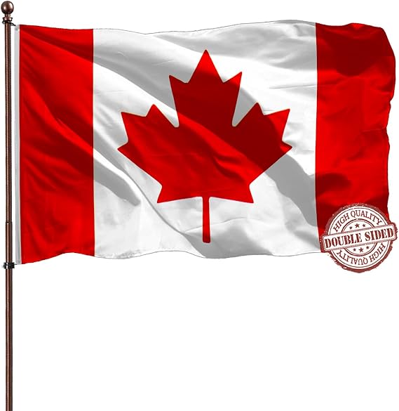 Outdoor Canadian Canada Flag Banner 3x5 Double Sided- 3Ply 240D 4 Rows Stitched- CAN Flag- UV Fade Resistant With Canvas Header & 2 Brass Grommets