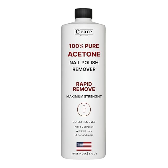 100% Pure Acetone Nail Polish Remover | Professional Quality | Easy To Use | Rapidly Removes Natural, Gel, Acrylic, shellac, and Glitter Nails | 8 Fl oz