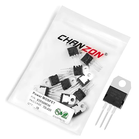 Chanzon 10pcs STP55NF06 TO-220 NMOS MOS N-Channel Power MOSFET Transistor | High Power Electronic Component for power management motor control switching circuits