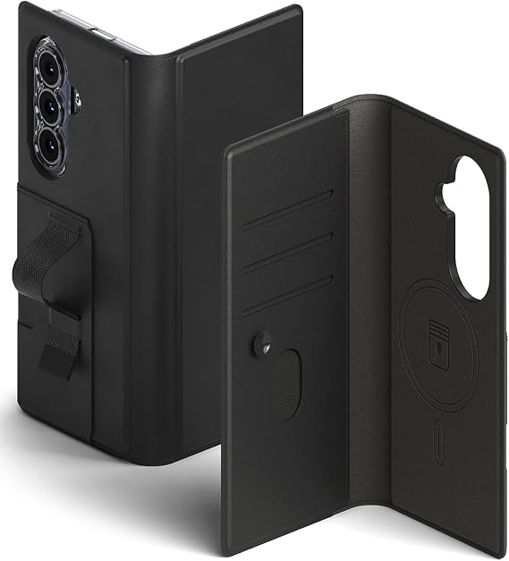 Ringke for Samsung Galaxy Z Fold 7 Case [Folio Grip Wallet Magnetic Black] | Compatible with MagSafe, Holds Up to 4 Cards, Soft & Comfortable Finger Strap, Case Not Included