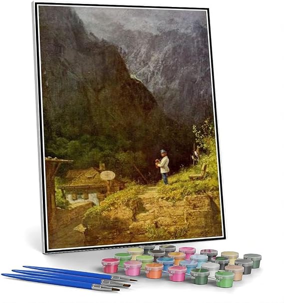 Paint by Numbers Kits for Adults and Kids Tyrolean Toll House Painting by Carl Spitzweg Arts Craft for Home Wall Decor