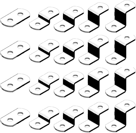 Offset Canvas Clips for Picture Framing Assorted Small Sizes, 10 Each 0/0", 1/8", 1/4" 3/8" 1/2", 10 Pieces Each Size Packed with 100 Screws