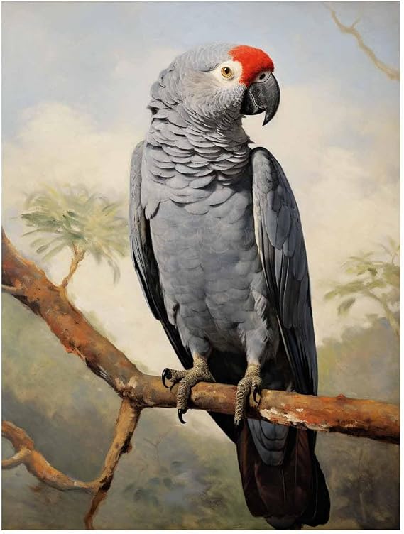 CAPITUNEISKINEPA African Grey Parrot Bird Poster Gifts Posters Aesthetic Mini Posters 9" x 11"