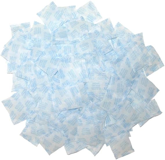 Premium Silica Gel Desiccant Packs 1 Gram 100 Packets Moisture Absorbers Dehumidifier Oil Resistant Food Pharmaceutical Contact Safe for Storage