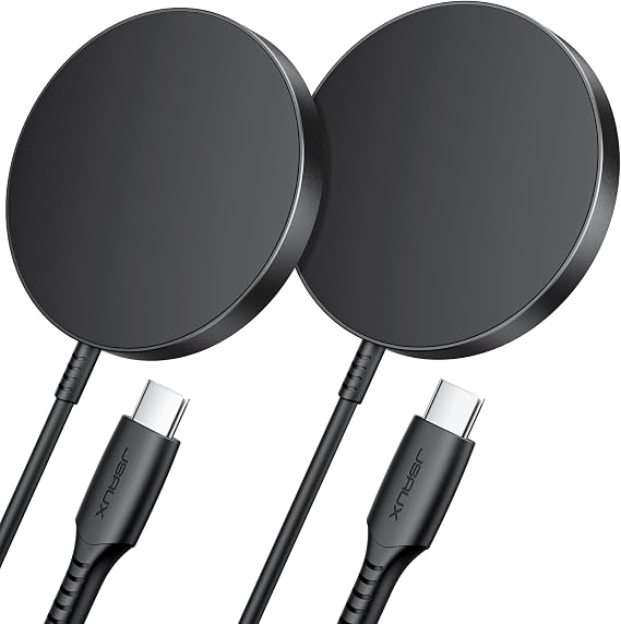 for MagSafe Charger iPhone 17 2-Pack, JSAUX 15W Magnetic Wireless Charger | for MagSafe Charger, iPhone 17e/17 Air Pro Max/16/15/14/13/12 Series/Airpods, Mag Wireless Charging Pad-Black