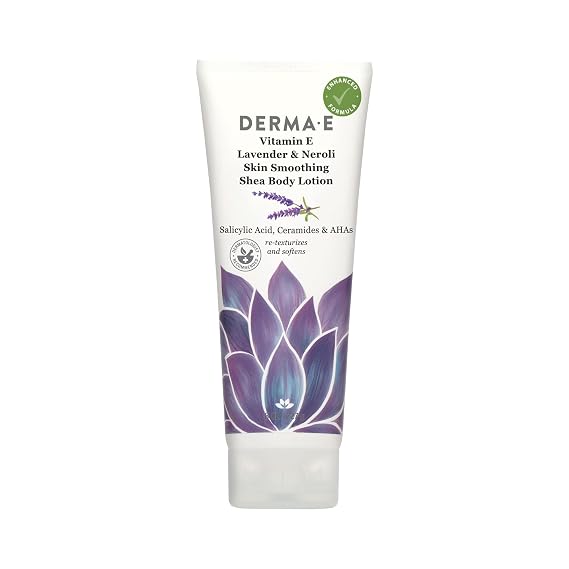 Derma E Vitamin E Lavender and Neroli Therapeutic Shea Body Lotion All Natural Moisturizer for Dry Skin Gently Scented Cruelty Free Moisturizing Cream, 8 oz