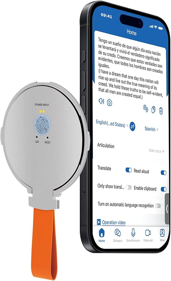 Language Translator Device for All Languages, Pocket AI Real Time Translation Device, Voice/Word/Photo/Call/Offline Translate for Travel, Business & Learning (Silvery)
