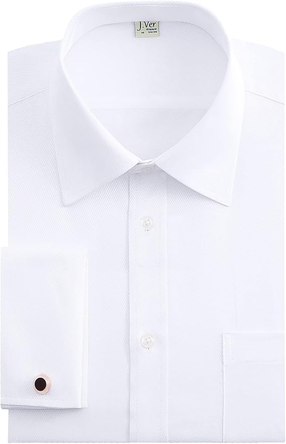 J.VER Men's French Cuff Dress Shirts Regular Fit Long Sleeve Dress Shirt