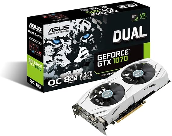 ASUS Dual GEFORCE GTX 1070 8GB OC Computer Graphics Card - PCI-E G-Sync 4K and VR Ready GPU