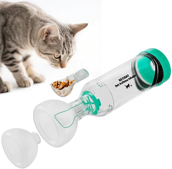 Neobay Cat Inhaler Spacer with Unique Panic Soother & Sensitive Breath Indicator Designed for Cats with Asthma & Respiratory Issues, Includes 2 Cat Inhaler Masks