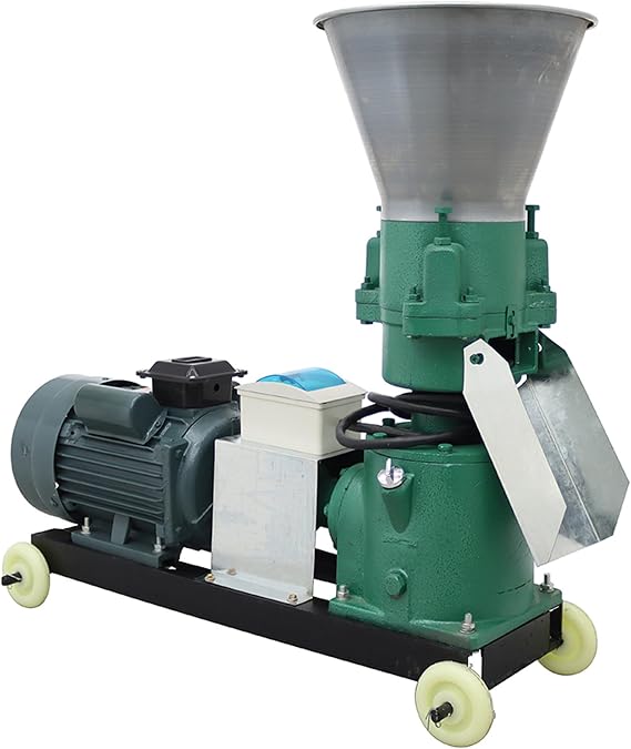 Animal Feed Mill Pellet Machine Chicken Feed Grinder Granulator Farm Electric Food Mill Grinder 3 Head Rollers 5MM Holes Plate 220V