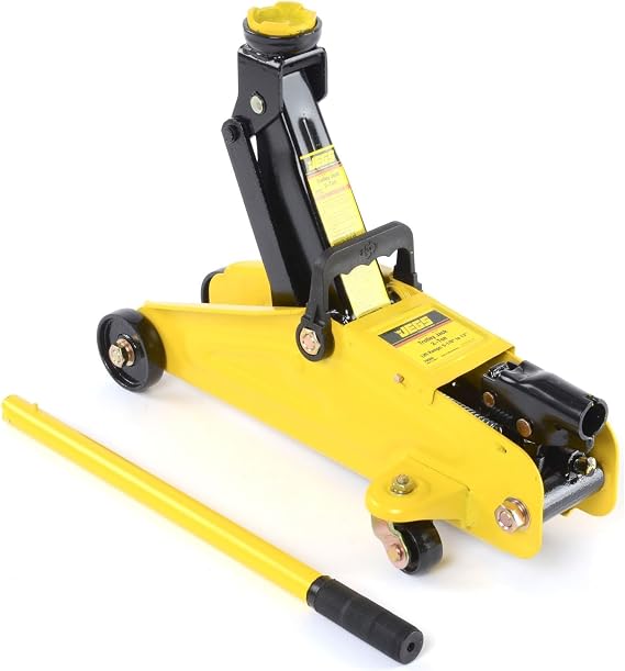 JEGS 2-Ton Hydraulic Car Floor Jack - 4,000 LBS Lift Capacity, Lift Range: 5 ?in.to 13in.- Lightweight Hydraulic Floor Jack, 360 Degrees Saddle Rotation - Heavy Duty Steel Car Jack Hydraulic