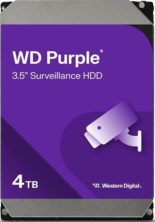 Western Digital 4TB WD Purple Surveillance Internal Hard Drive HDD - 5400 RPM, SATA 6 Gb/s, 64 MB Cache, 3.5" - WD40PURZ