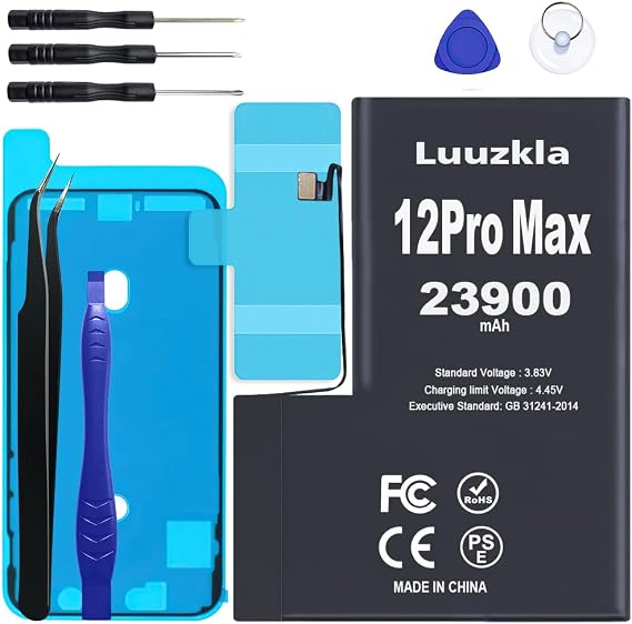 23900mAh Battery Compatible with iPhone 12 Pro Max, (New Upgrade) Super Capacity Battery Replacement Compatible with iPhone 12 Pro Max, with Full Tool Kits-0 Cycle-24 Months Service