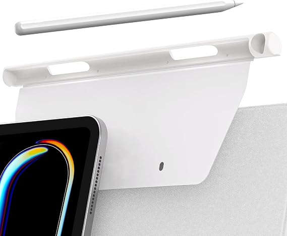 Apple Pencil Pro 2nd Gen Holder Compatible with Magic Keyboard, Smart Folio & Magnetic Cases (White)
