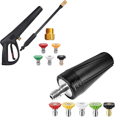 Pressure Washer Gun Wand Kit with High Pressure Washer Turbo Nozzle, M22-14mm & M22-15mm Fitting Replacement for Ryobi, Greenworks