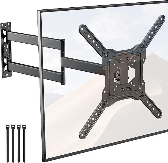 TV Wall Bracket with 728 mm Long Arm for 23-65 Inch TVs, Corner TV Bracket with 180° swivel and tilt support, Max. VESA 400 x 400 mm, Holds up to 35 kg