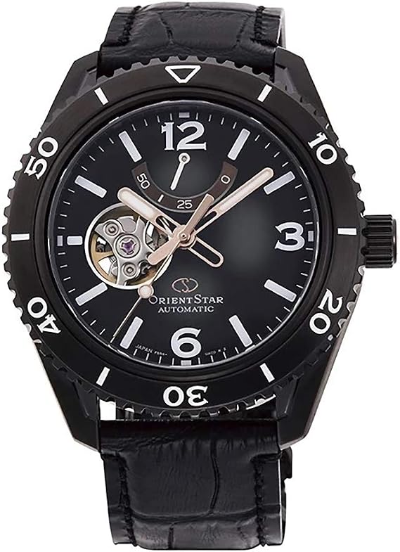 Orient Star Limited Editon 700pcs Semi Skeleton Power Reserve Sapphire Black IP Watch RE-AT0105B