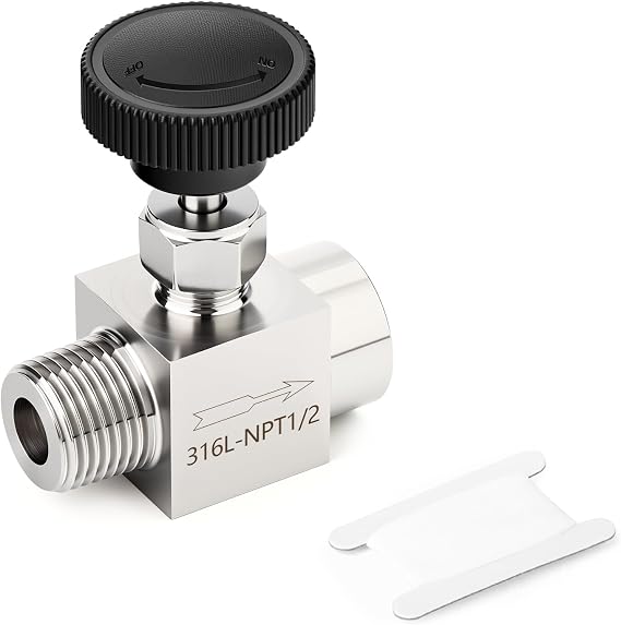 TAISHER 1PCS 316 Stainless Steel Needle Valve With Wheel Handle 1/2" NPT Male x 1/2" NPT Female