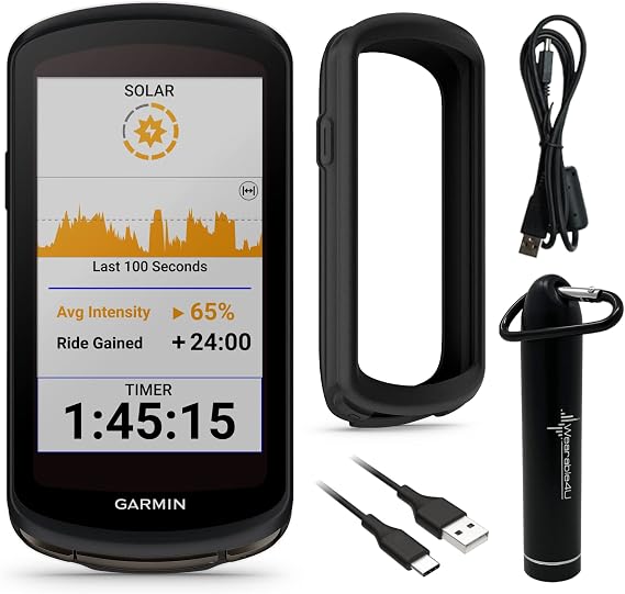 Garmin Edge 1040 GPS Cycling Computer with Solar Charging Capabilities, On and Off-Road with E-Bank Bundle