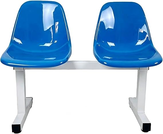 Waiting Room Chairs Set, 2 Seater Outdoor Bench Plastic, Reception Chairs with Backrest, for Office, Lobby, Patio, Garden, Stadium, Hotel, Restaurant(Blue)