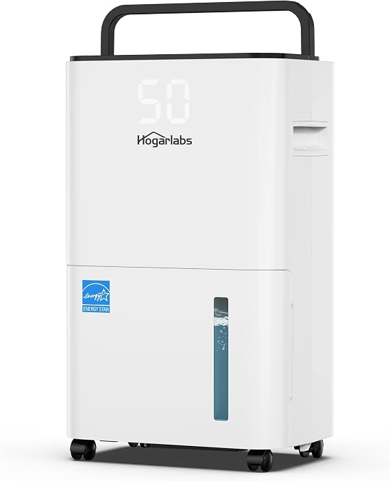 HOGARLABS 3500 Sq. Ft 50 Pint Energy Star Dehumidifier for Home Basements Bedroom Bathroom | Dehumidifiers with Drain Hose for Medium to Large Room, Intelligent Humidity ControL.