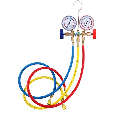 Geevorks Air Conditioner Pressure Gauge for R12 R22 R404A R134A Refrigerant Gauge Set 36 Inch Hoses Manifold Pressure Gauge R134a for Commercial and Domestic Cars