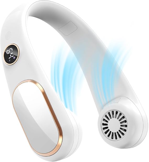 Koonie Neck Fan Rechargeable 5 Speeds, Portable Personal, Hands Free Bladeless, Battery Operated Wearable Adjustable, Screen Design, 4-12 Hours, Cooling For Travel, Outdoor, Indoor