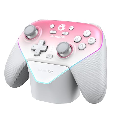 GameSir Super Nova Multiplatform Game Controller 2.4G Wireless for PC/Switch/iOS/Android Hall Effect Joystick & Triggers, 1000Hz Polling, Magnetic Faceplate, RGB Lighning (Whipped Pink)