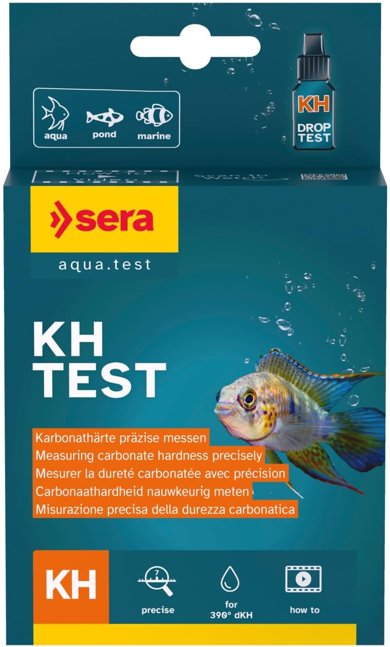 sera KH Test für Aquarium &amp; Teich Präzise Karbonathärte messen für stabilen pH‑Wert Verhindert Säuresturz Komplett‑Set mit Küvette Spritze &amp; Anleitung ca. 390 °dKH