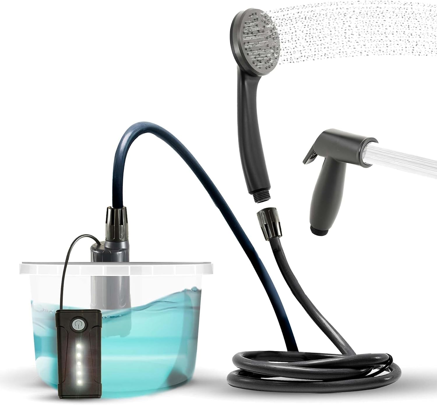 Colapz USB Rechargeable Camping Shower - Portable Shower for Dogs - High Pressure Festival Shower - 1 Shower Head - 1 Jet Head - Carry Case Included - Campervan Essentials