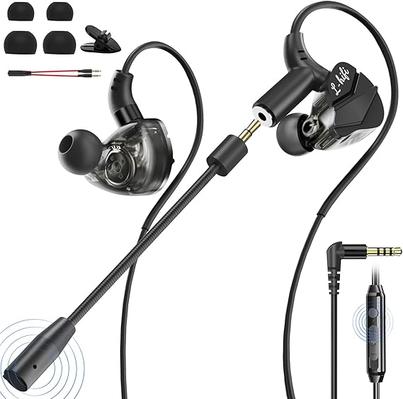 In Ear Gaming Headset with Mic 360° Surround Sound Noise Reduction