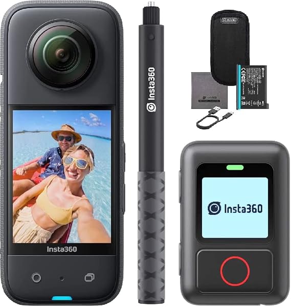 Insta360 X3 - Waterproof 360 Action Camera 1/2" 48MP Sensors 5.7K 360 Active HDR 72MP 360 Photo 4K Single-Lens 60fps 2.29" Touchscreen Live Stream with Extendable Selfie Stick and GPS Bluetooth Remote