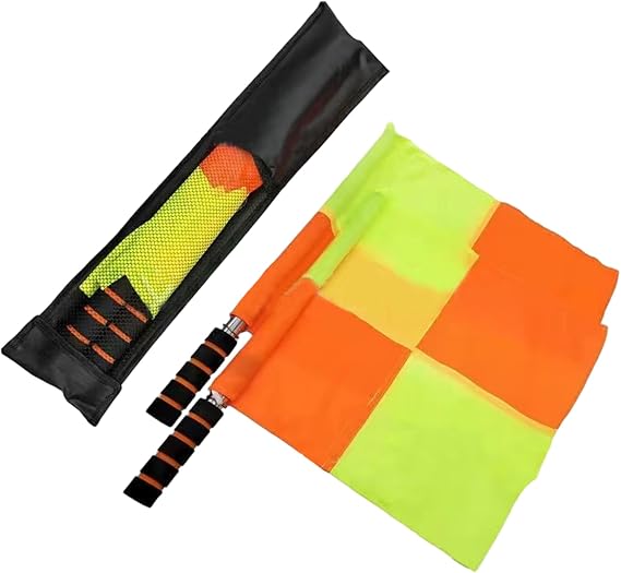 2Pcs 15x13 Inch Waterproof Soccer Referee Flags with 18 Inch Flagpole and Storage Bag for Sports Match Official Events