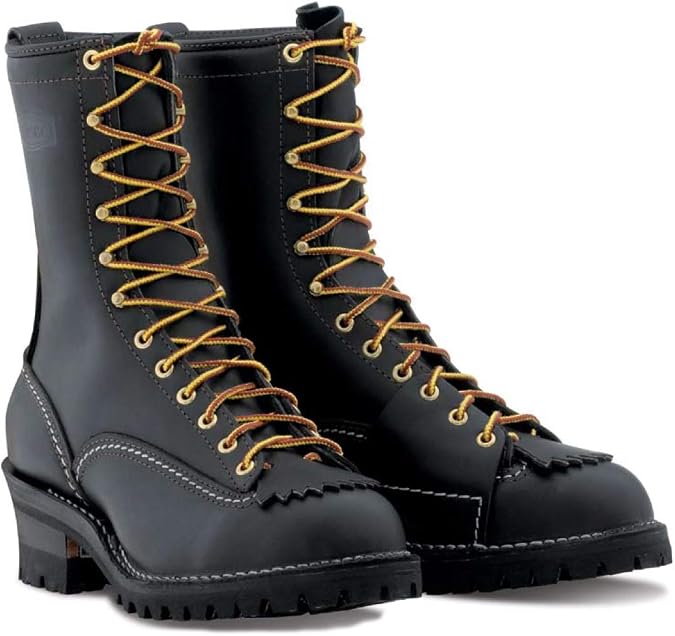 Wesco Highliner 10" Spur Climbing Lace-Up Boots Oiled Leather, Lug Sole, Black Size 11.5 D