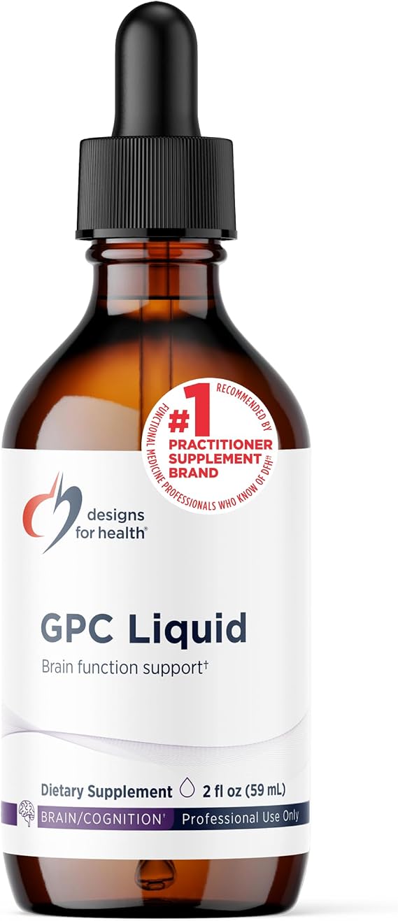 Designs for Health GPC Liquid Drops - 600mg Alpha Glycerophosphocholine Supplement, Non-GMO GPC Choline from Highly Refined Soy Lecithin - Supports Healthy Brain Function (30 Servings / 2oz)
